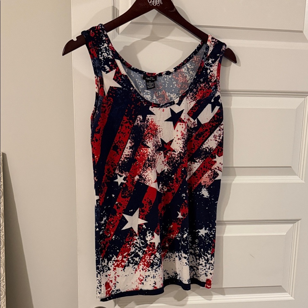 Rue21 Red, White, and Blue Patriotic Star Stripes Tank Top XL